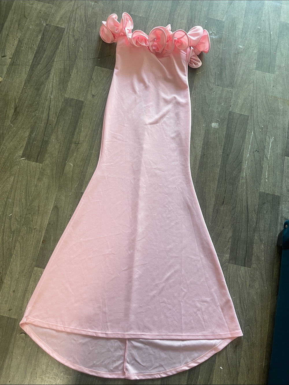 Pink Off-Shoulder Ruffle Mermaid Dress